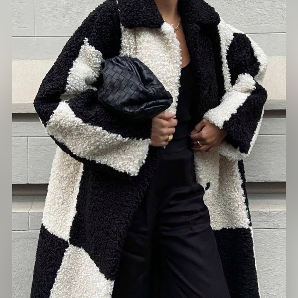 Missguided Checkered Borg Teddy Coat